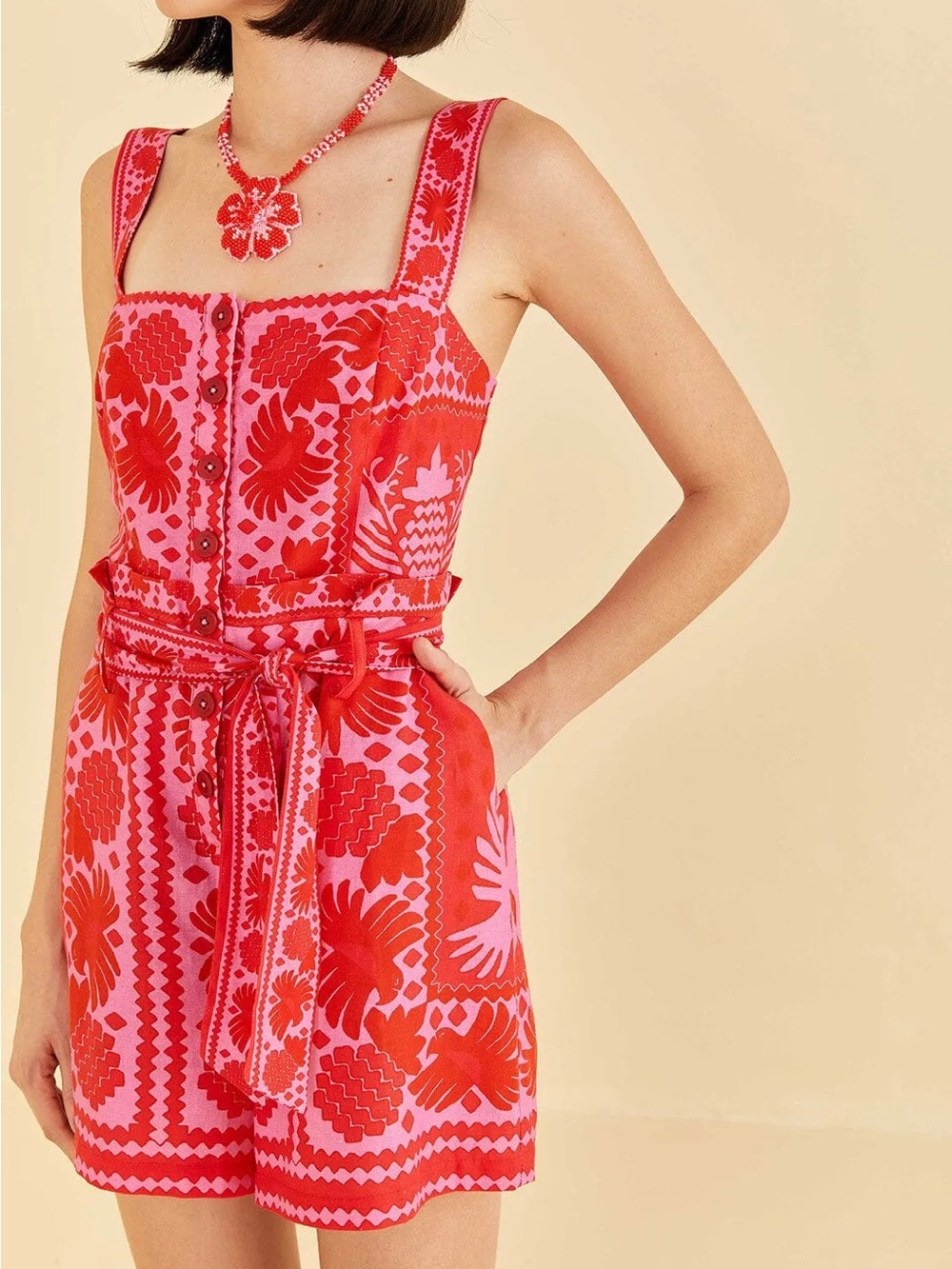 Farm Rio | NWT! Jungle Scarf Romper Size: Medium - Picture 2 of 5